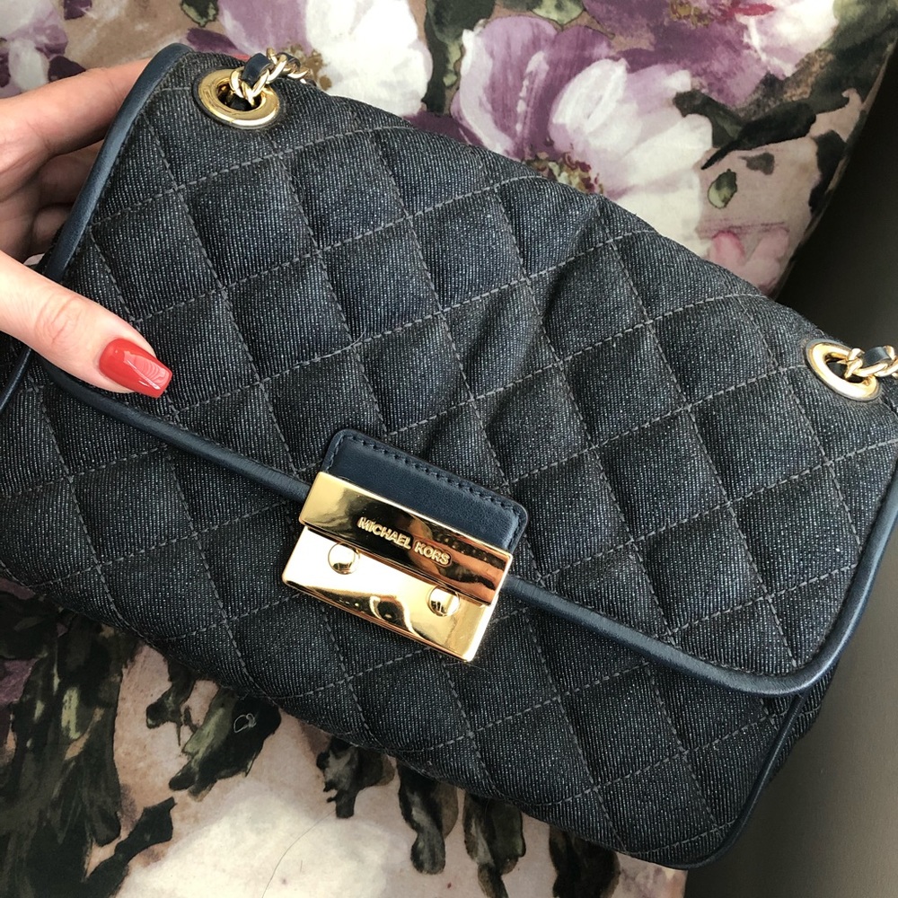 Michael Kors Sloan Denim Large Chain Shoulder Bag